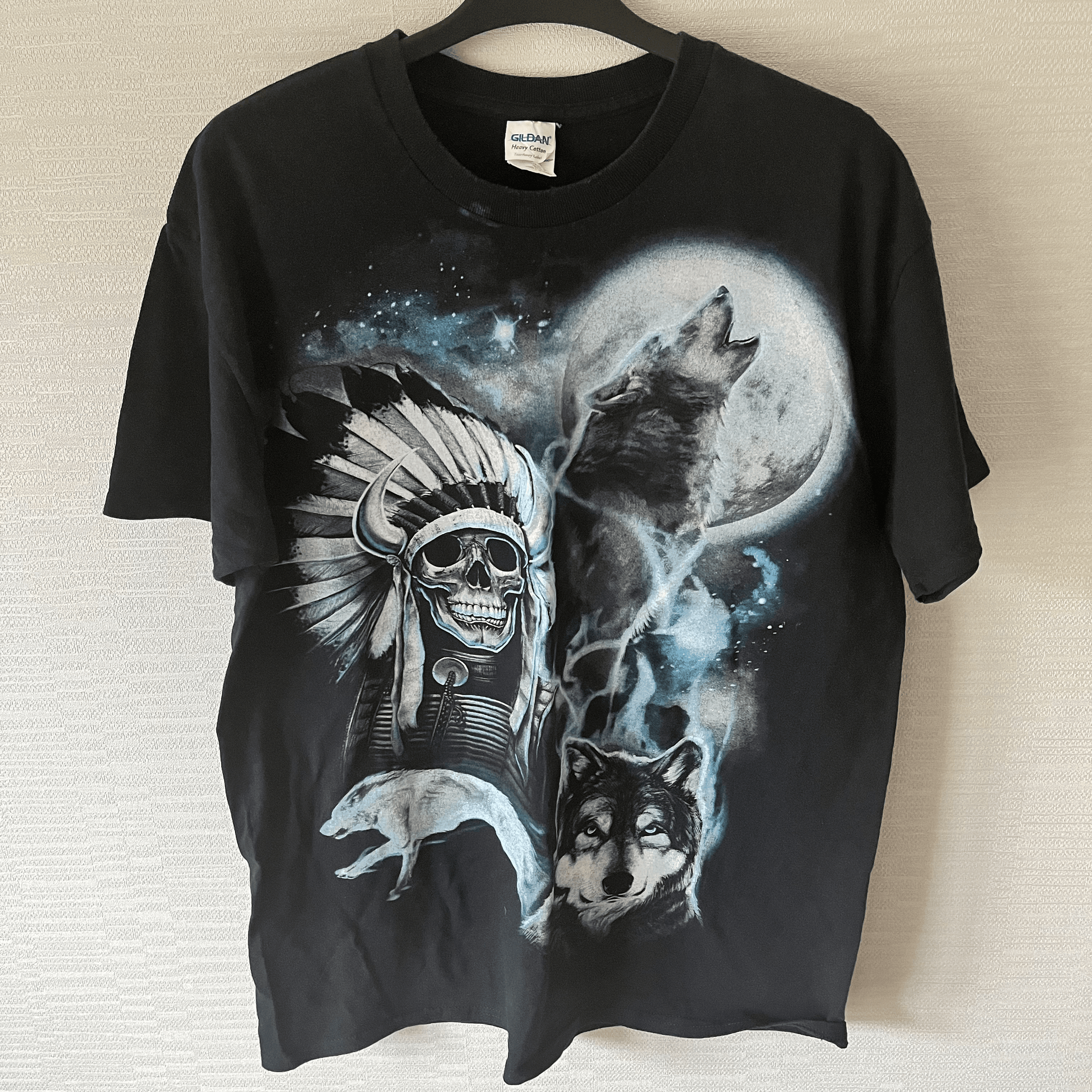 Gildan Tribal Wolf Print Tshirt - image 1